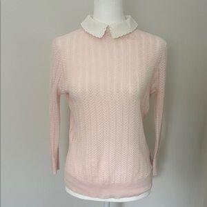 Ted Baker Light Pink knit top with White Collar